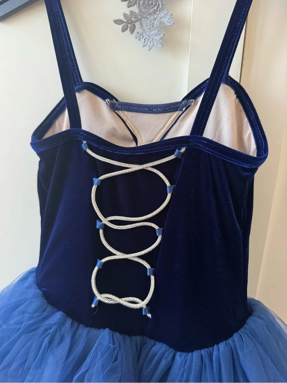 Weissman Navy Blue Tulle Ballet Costume with Silver Sequin Trim
